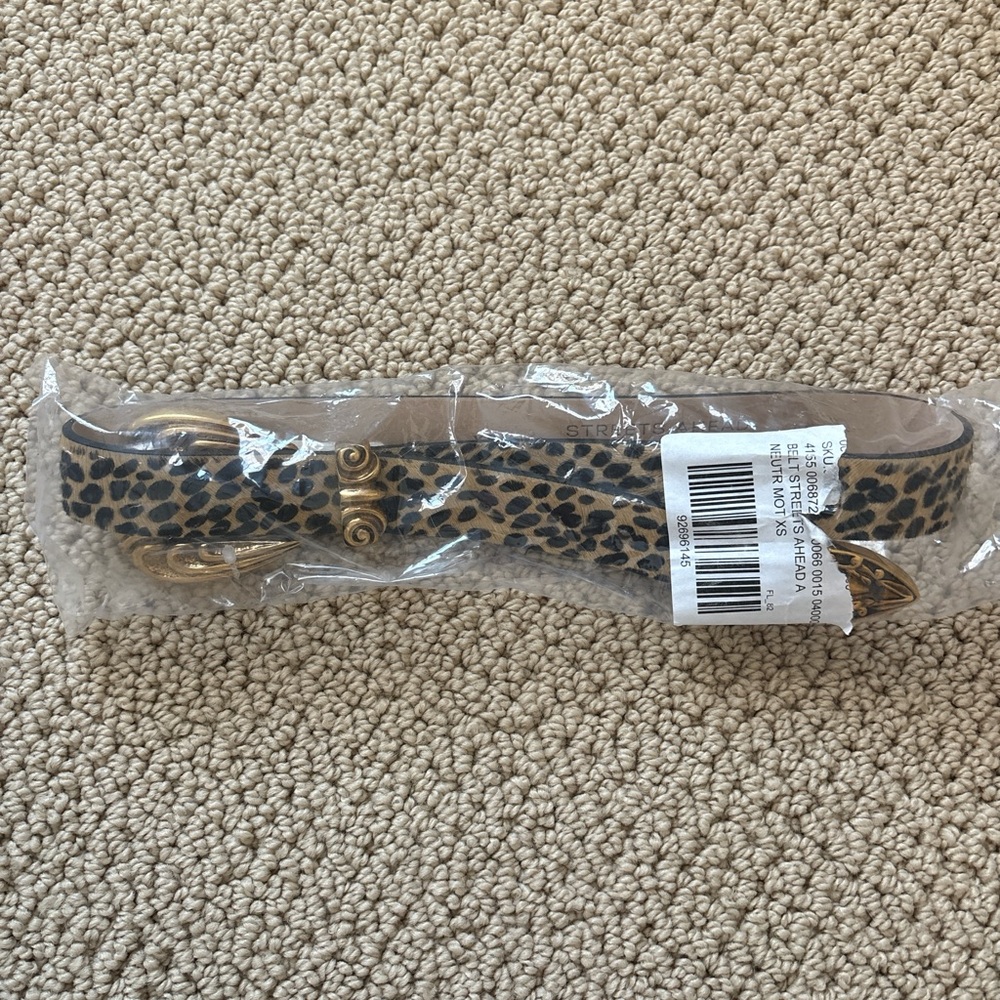 Streets Ahead Leopard Print Leather Belt Size XS NWT